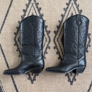 AllSaints Black Leather Kacey Western Heeled Boots — Like New
